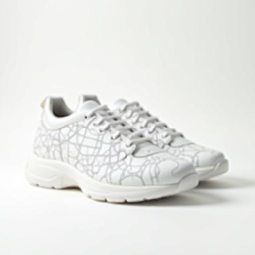 渋谷の地図がデザインされた白いレザースニーカー